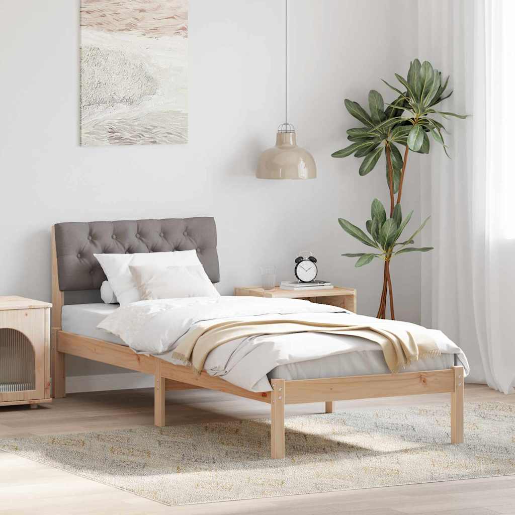 Bedframe Bruin en taupe 75 x 190 cm Massief grenenhout is nu te koop bij PeponiXL, paradijselijk wonen!