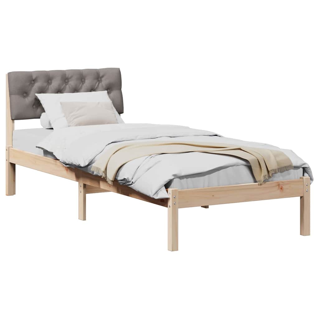 Bedframe Bruin en taupe 75 x 190 cm Massief grenenhout is nu te koop bij PeponiXL, paradijselijk wonen!