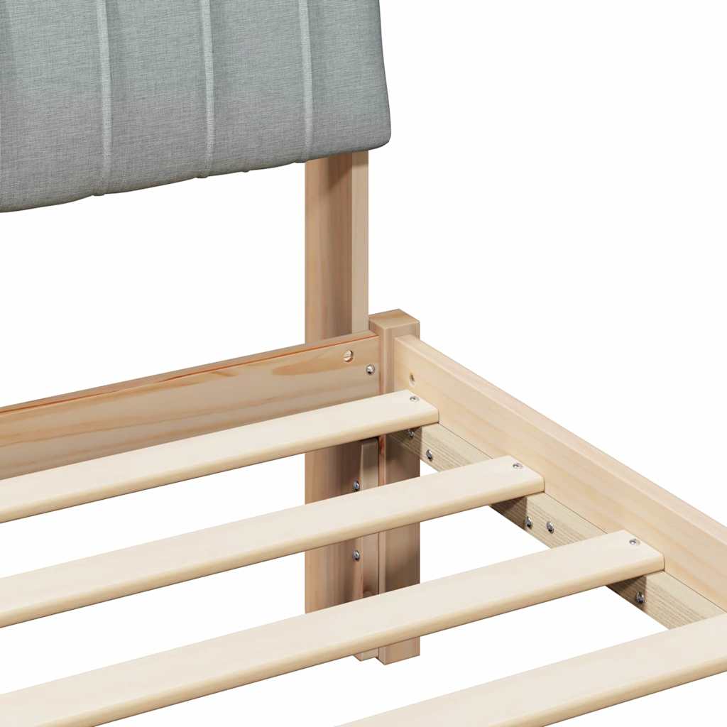 Bedframe Bruin en lichtgrijs 135 x 190 cm Massief grenenhout is nu te koop bij PeponiXL, paradijselijk wonen!