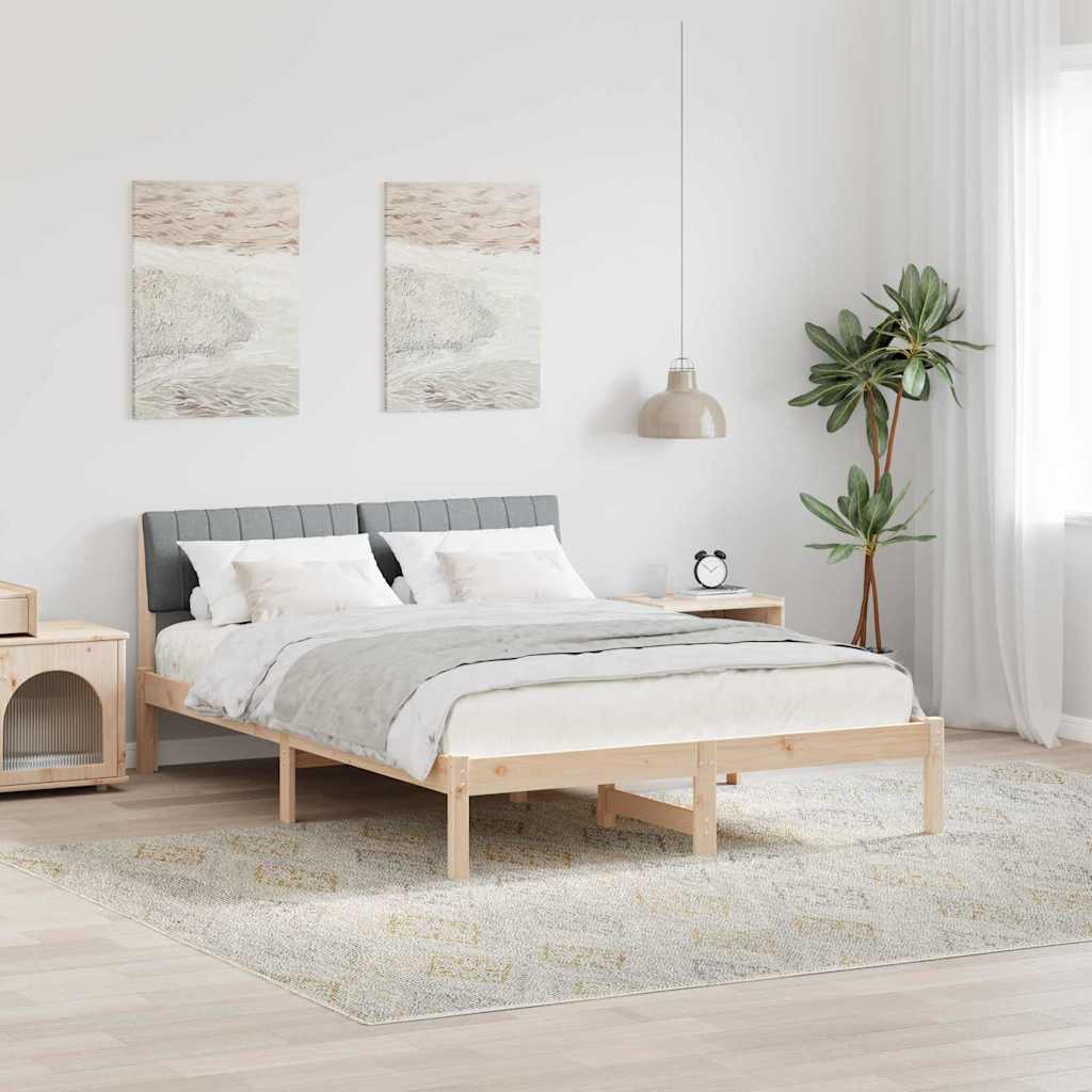 Bedframe Bruin en lichtgrijs 135 x 190 cm Massief grenenhout is nu te koop bij PeponiXL, paradijselijk wonen!