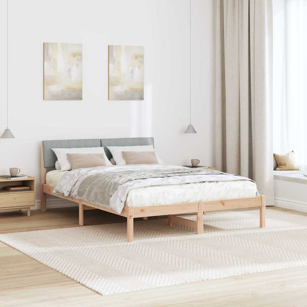 Bedframe Bruin en lichtgrijs 135 x 190 cm Massief grenenhout is nu te koop bij PeponiXL, paradijselijk wonen!