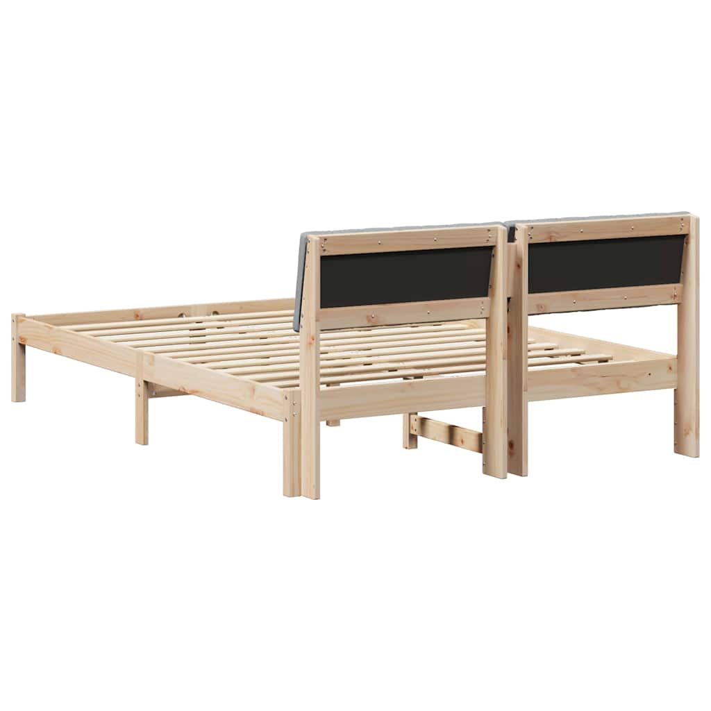 Bedframe Bruin en lichtgrijs 135 x 190 cm Massief grenenhout is nu te koop bij PeponiXL, paradijselijk wonen!