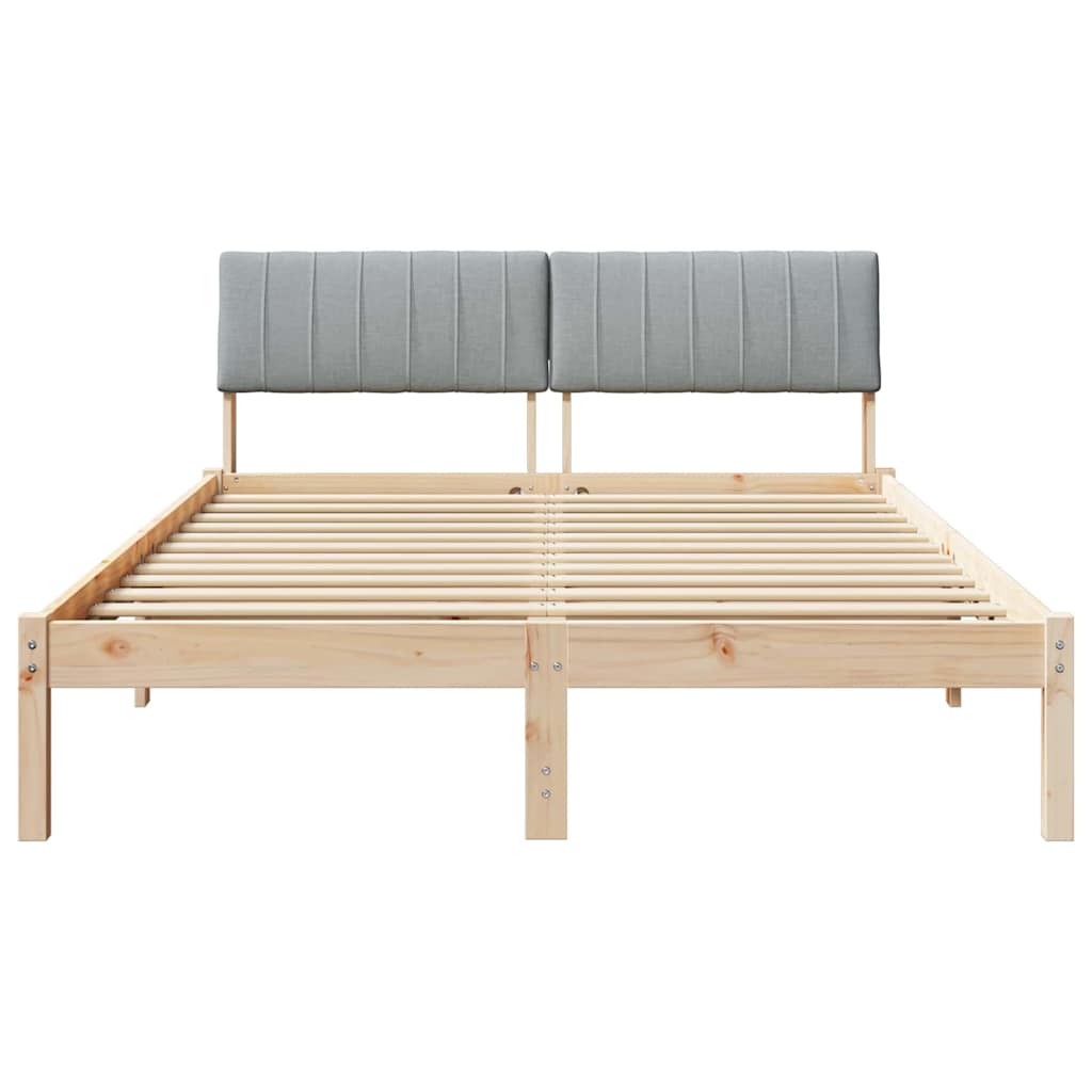 Bedframe Bruin en lichtgrijs 135 x 190 cm Massief grenenhout is nu te koop bij PeponiXL, paradijselijk wonen!