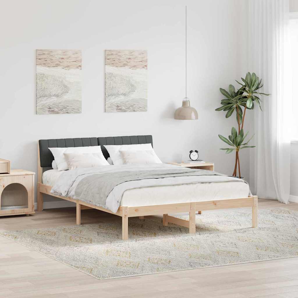 Bedframe Bruin en donkergrijs 135 x 190 cm Massief grenenhout is nu te koop bij PeponiXL, paradijselijk wonen!