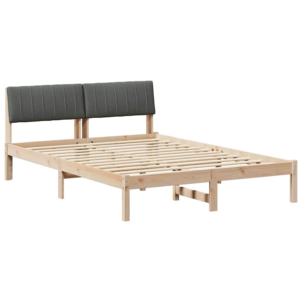 Bedframe Bruin en donkergrijs 135 x 190 cm Massief grenenhout is nu te koop bij PeponiXL, paradijselijk wonen!