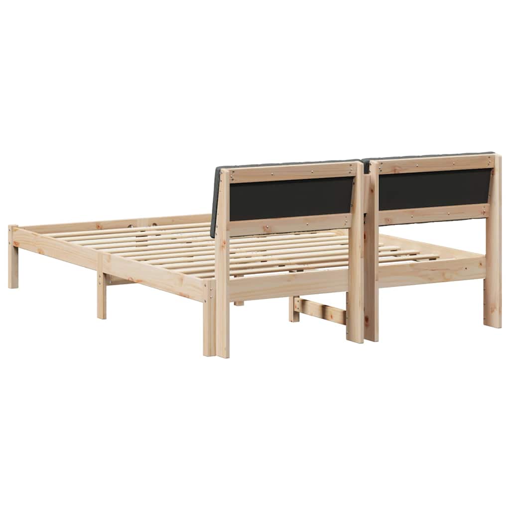 Bedframe Bruin en donkergrijs 135 x 190 cm Massief grenenhout is nu te koop bij PeponiXL, paradijselijk wonen!