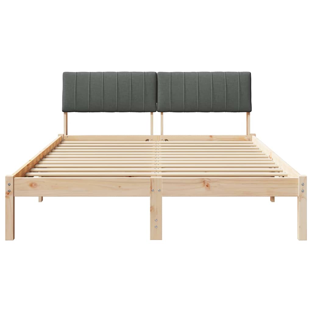 Bedframe Bruin en donkergrijs 135 x 190 cm Massief grenenhout is nu te koop bij PeponiXL, paradijselijk wonen!