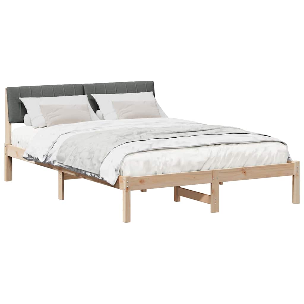 Bedframe Bruin en donkergrijs 135 x 190 cm Massief grenenhout is nu te koop bij PeponiXL, paradijselijk wonen!