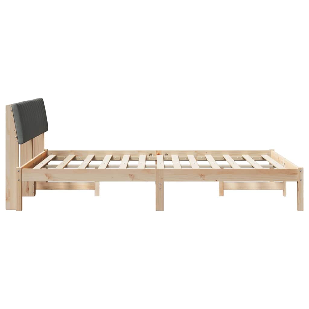Bedframe Bruin en donkergrijs 135 x 190 cm Massief grenenhout is nu te koop bij PeponiXL, paradijselijk wonen!