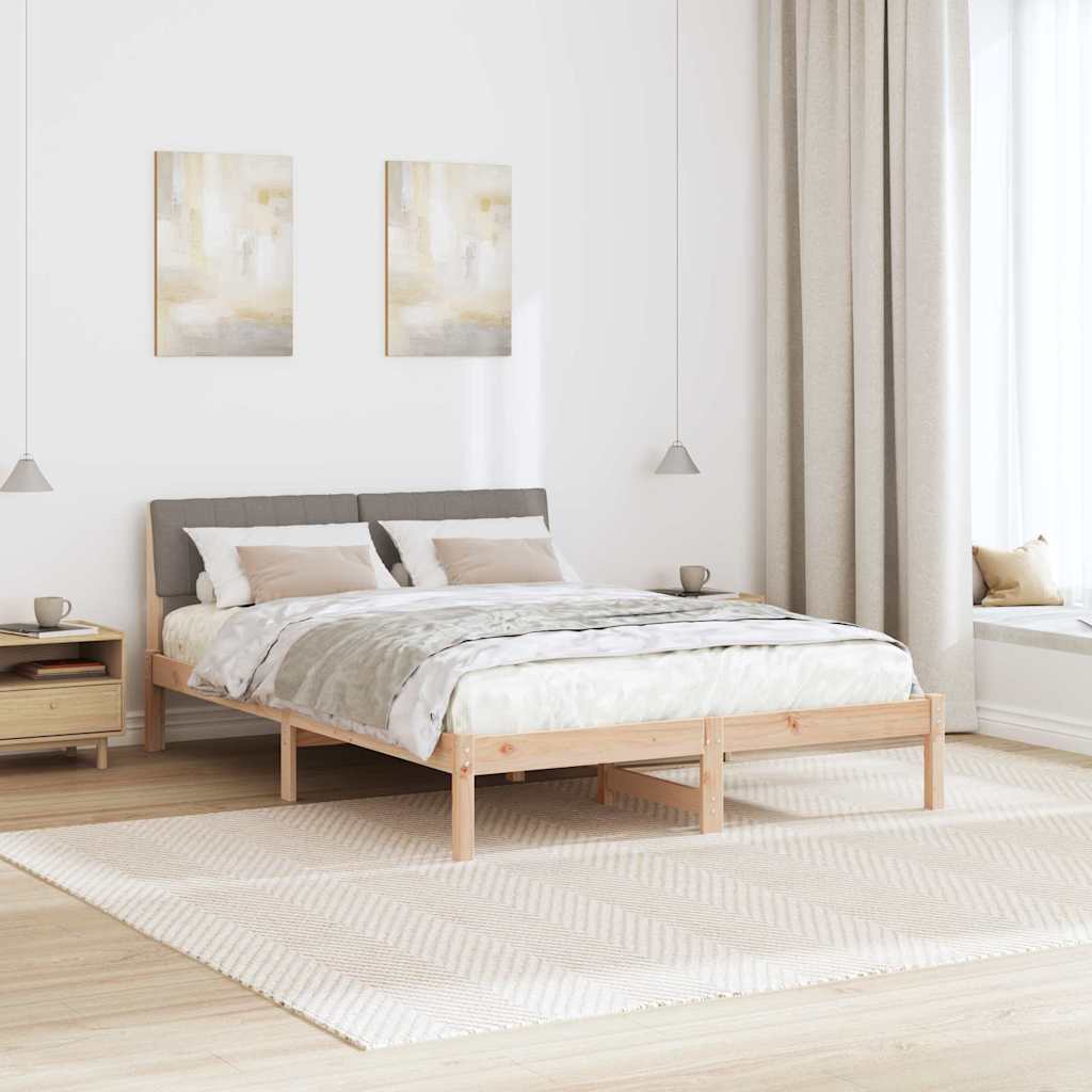 Bedframe Bruin en taupe 135 x 190 cm Massief grenenhout is nu te koop bij PeponiXL, paradijselijk wonen!