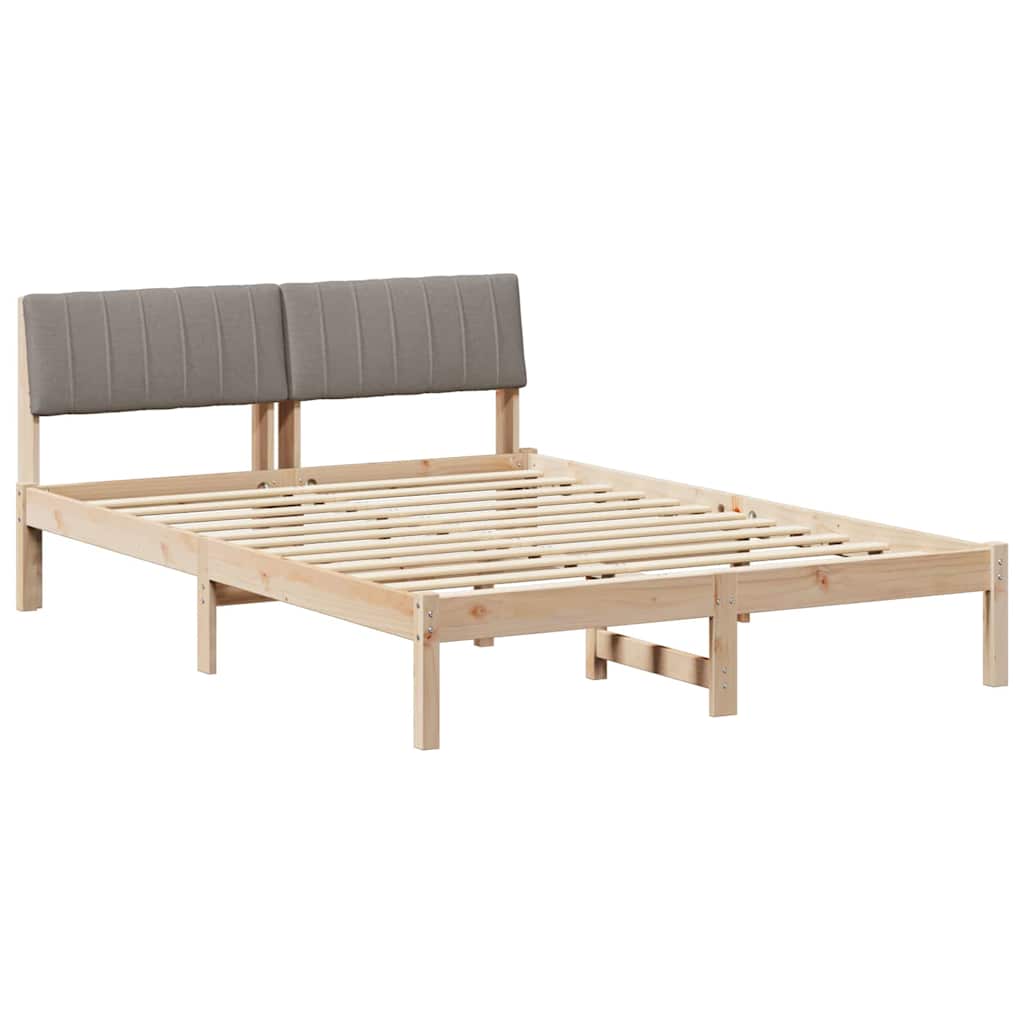 Bedframe Bruin en taupe 135 x 190 cm Massief grenenhout is nu te koop bij PeponiXL, paradijselijk wonen!
