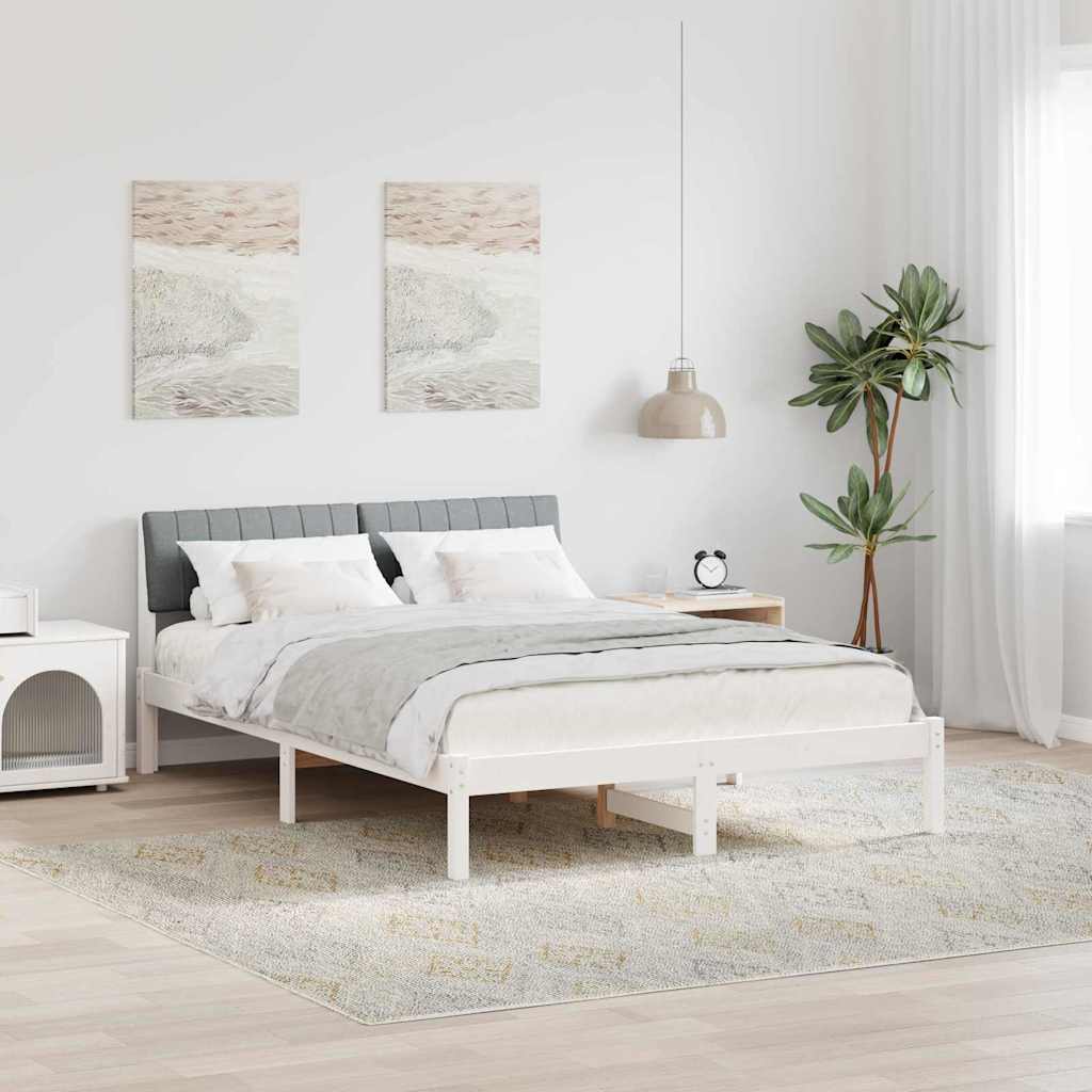 Bedframe Wit en lichtgrijs 135 x 190 cm Massief grenenhout is nu te koop bij PeponiXL, paradijselijk wonen!