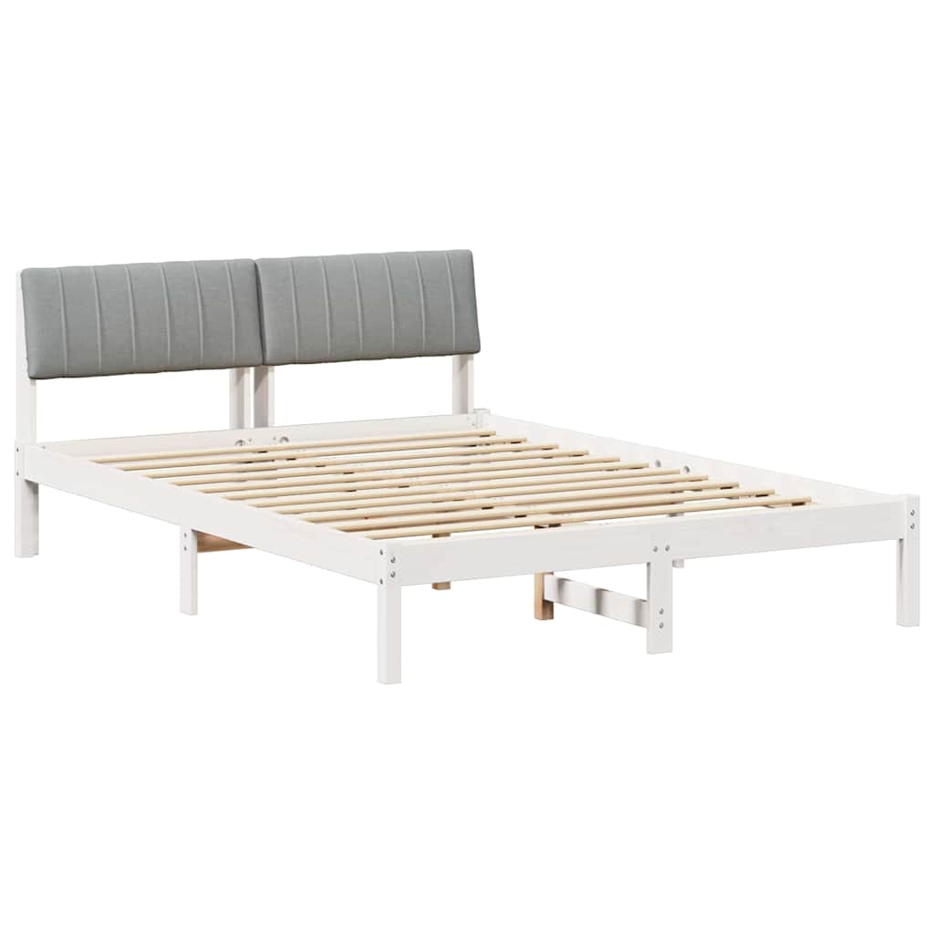 Bedframe Wit en lichtgrijs 135 x 190 cm Massief grenenhout is nu te koop bij PeponiXL, paradijselijk wonen!
