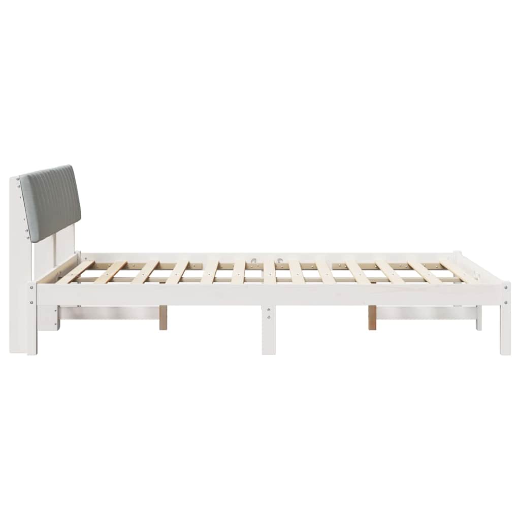 Bedframe Wit en lichtgrijs 135 x 190 cm Massief grenenhout is nu te koop bij PeponiXL, paradijselijk wonen!