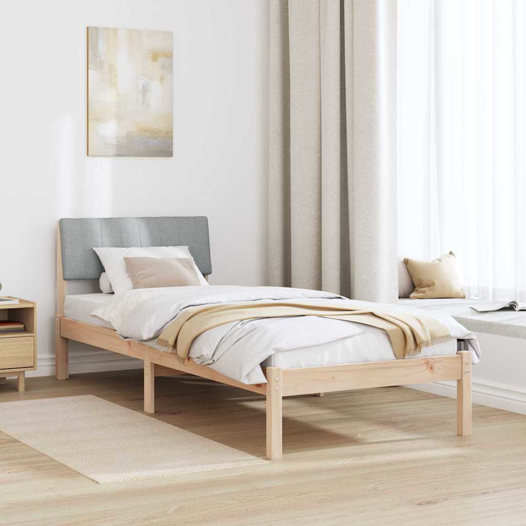 Bedframe Bruin en lichtgrijs 75 x 190 cm Massief grenenhout is nu te koop bij PeponiXL, paradijselijk wonen!