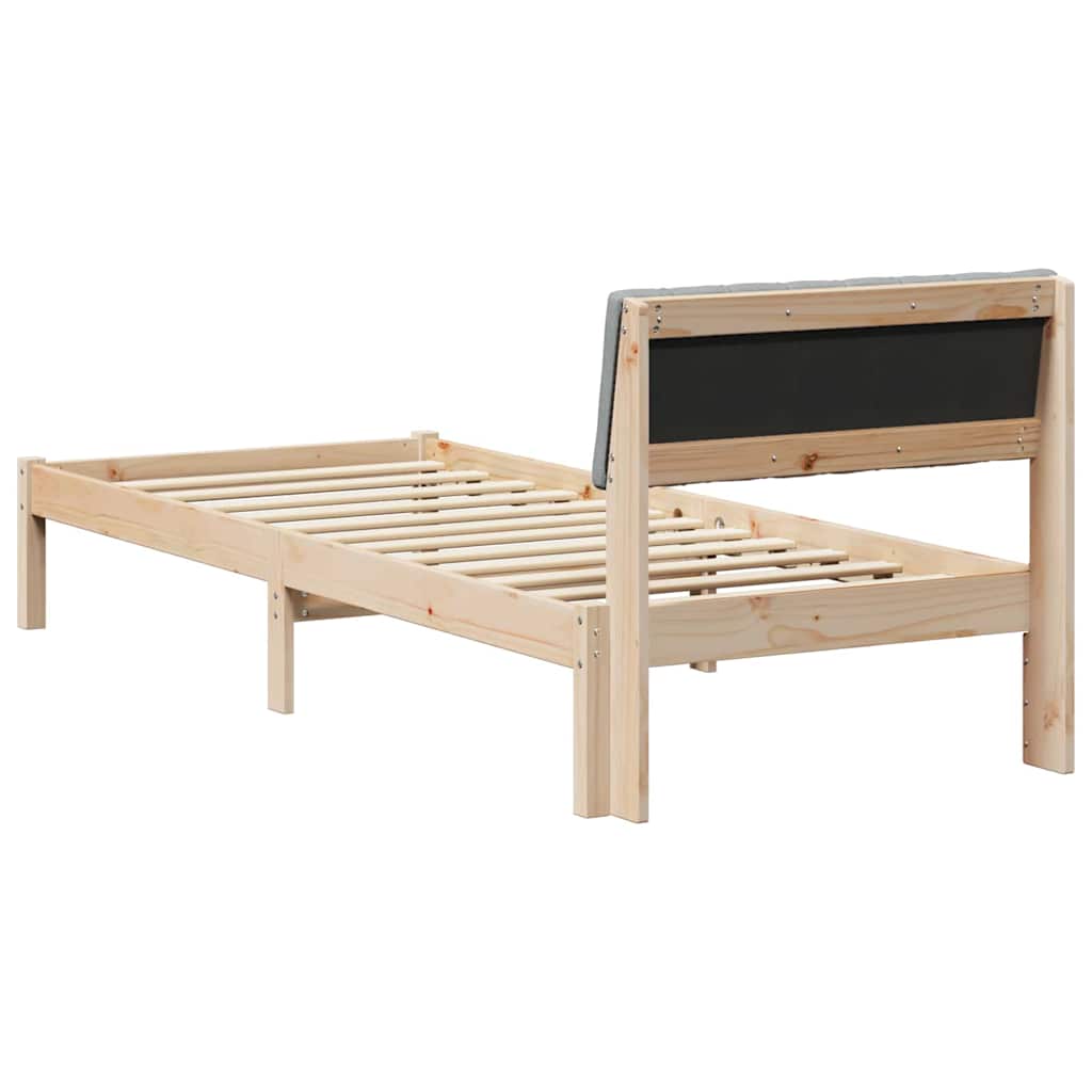 Bedframe Bruin en lichtgrijs 75 x 190 cm Massief grenenhout is nu te koop bij PeponiXL, paradijselijk wonen!
