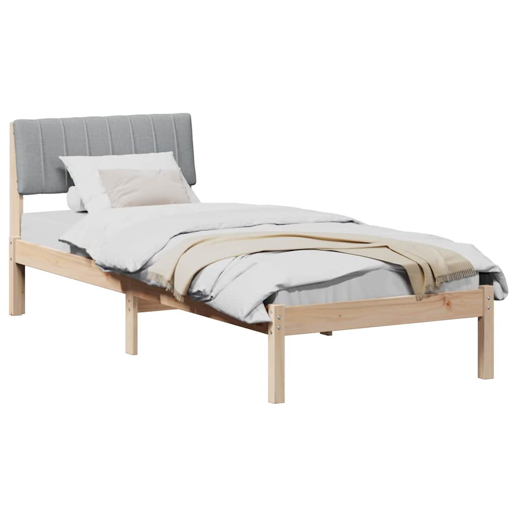 Bedframe Bruin en lichtgrijs 75 x 190 cm Massief grenenhout is nu te koop bij PeponiXL, paradijselijk wonen!