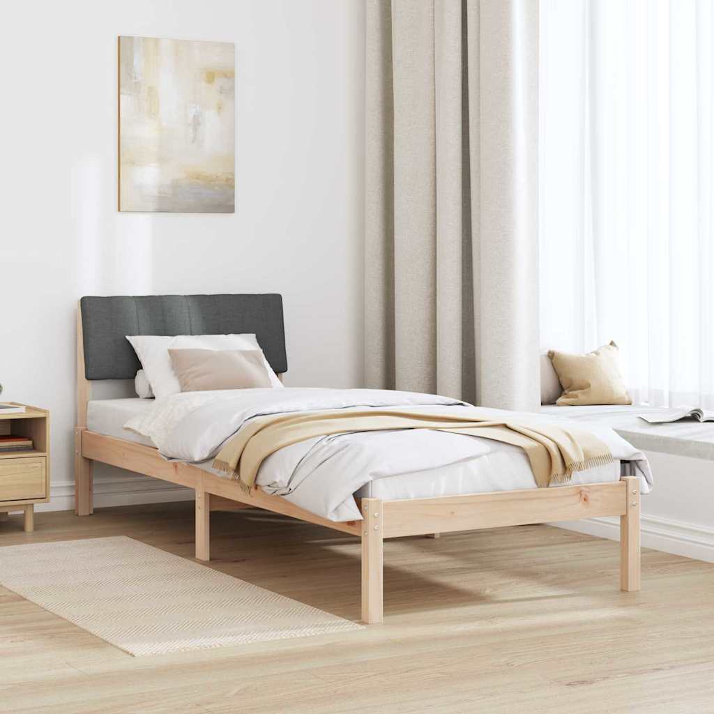 Bedframe Bruin en donkergrijs 75 x 190 cm Massief grenenhout is nu te koop bij PeponiXL, paradijselijk wonen!