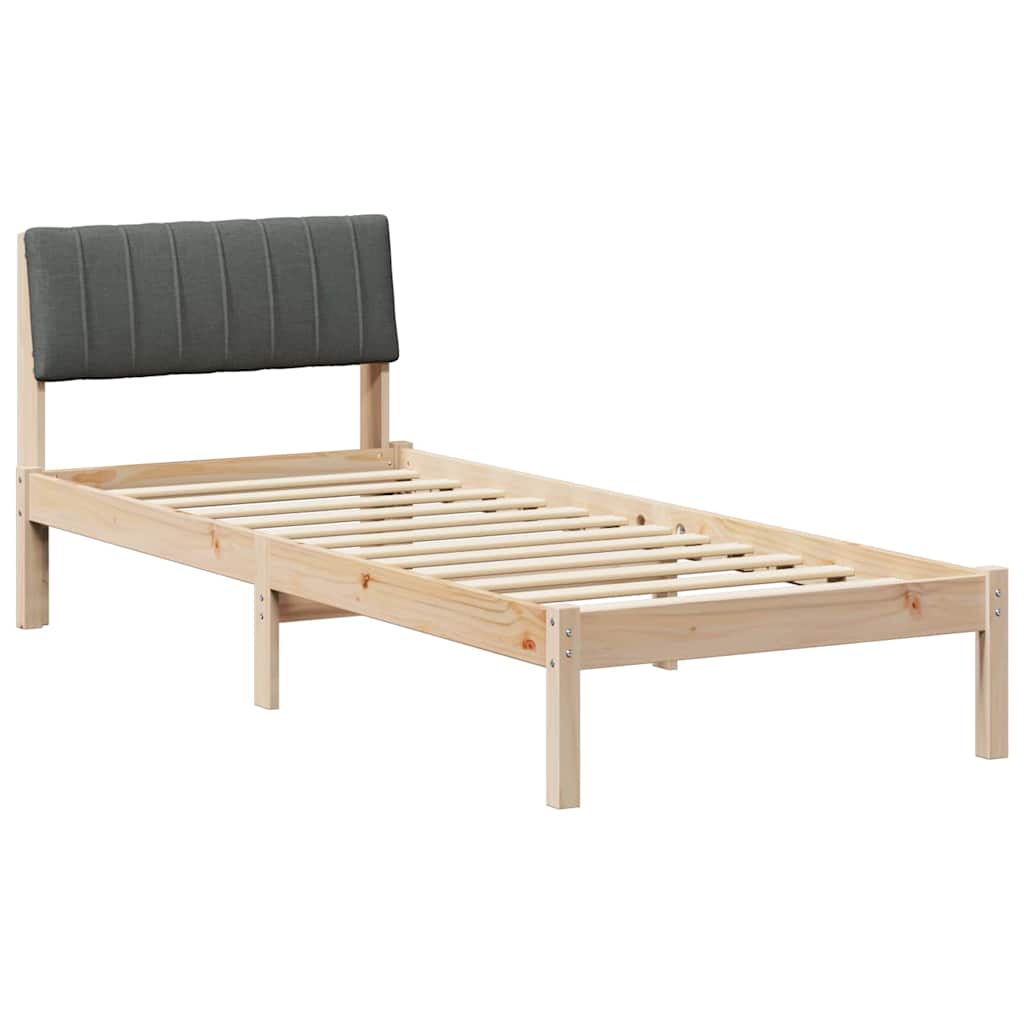 Bedframe Bruin en donkergrijs 75 x 190 cm Massief grenenhout is nu te koop bij PeponiXL, paradijselijk wonen!