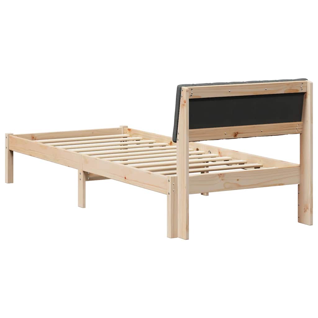 Bedframe Bruin en donkergrijs 75 x 190 cm Massief grenenhout is nu te koop bij PeponiXL, paradijselijk wonen!
