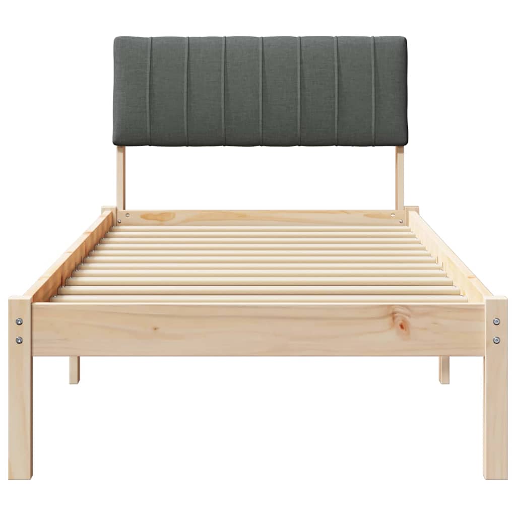Bedframe Bruin en donkergrijs 75 x 190 cm Massief grenenhout is nu te koop bij PeponiXL, paradijselijk wonen!