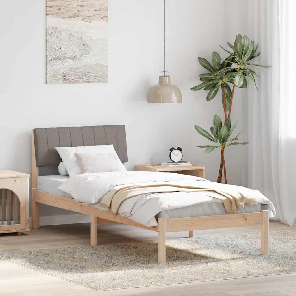 Bedframe Bruin en taupe 75 x 190 cm Massief grenenhout is nu te koop bij PeponiXL, paradijselijk wonen!