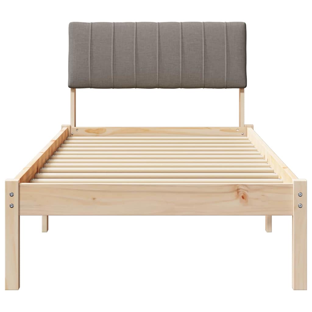 Bedframe Bruin en taupe 75 x 190 cm Massief grenenhout is nu te koop bij PeponiXL, paradijselijk wonen!