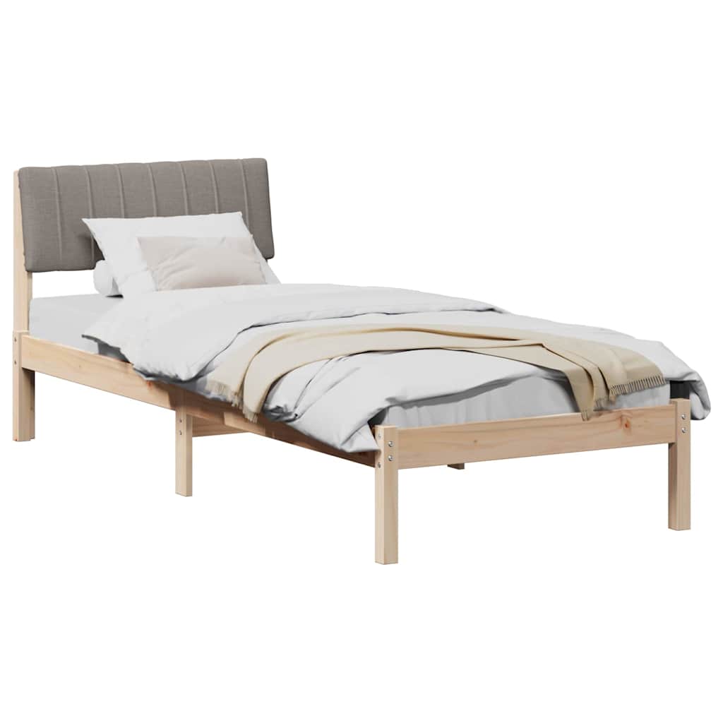 Bedframe Bruin en taupe 75 x 190 cm Massief grenenhout is nu te koop bij PeponiXL, paradijselijk wonen!