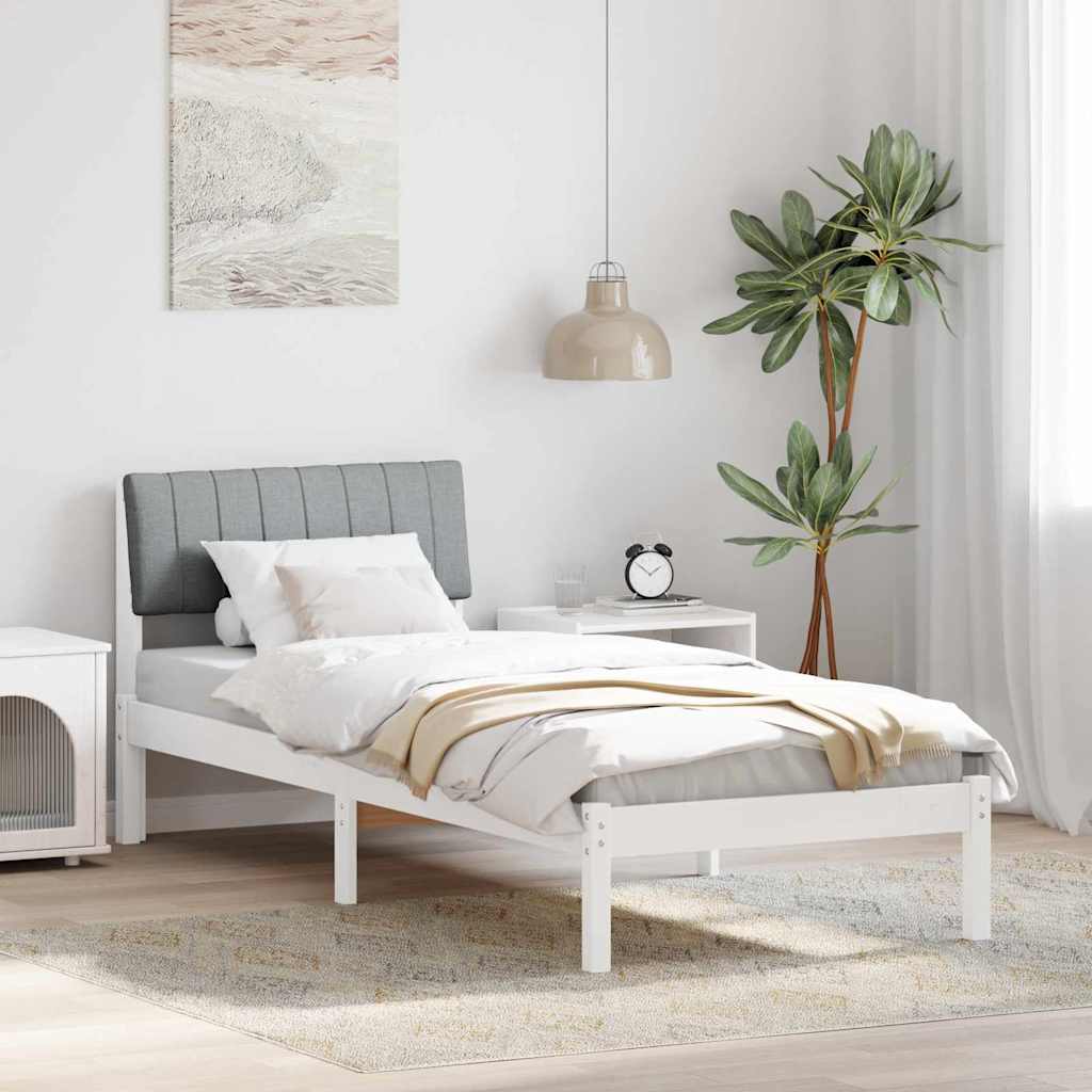 Bedframe Wit en lichtgrijs 75 x 190 cm Massief grenenhout is nu te koop bij PeponiXL, paradijselijk wonen!