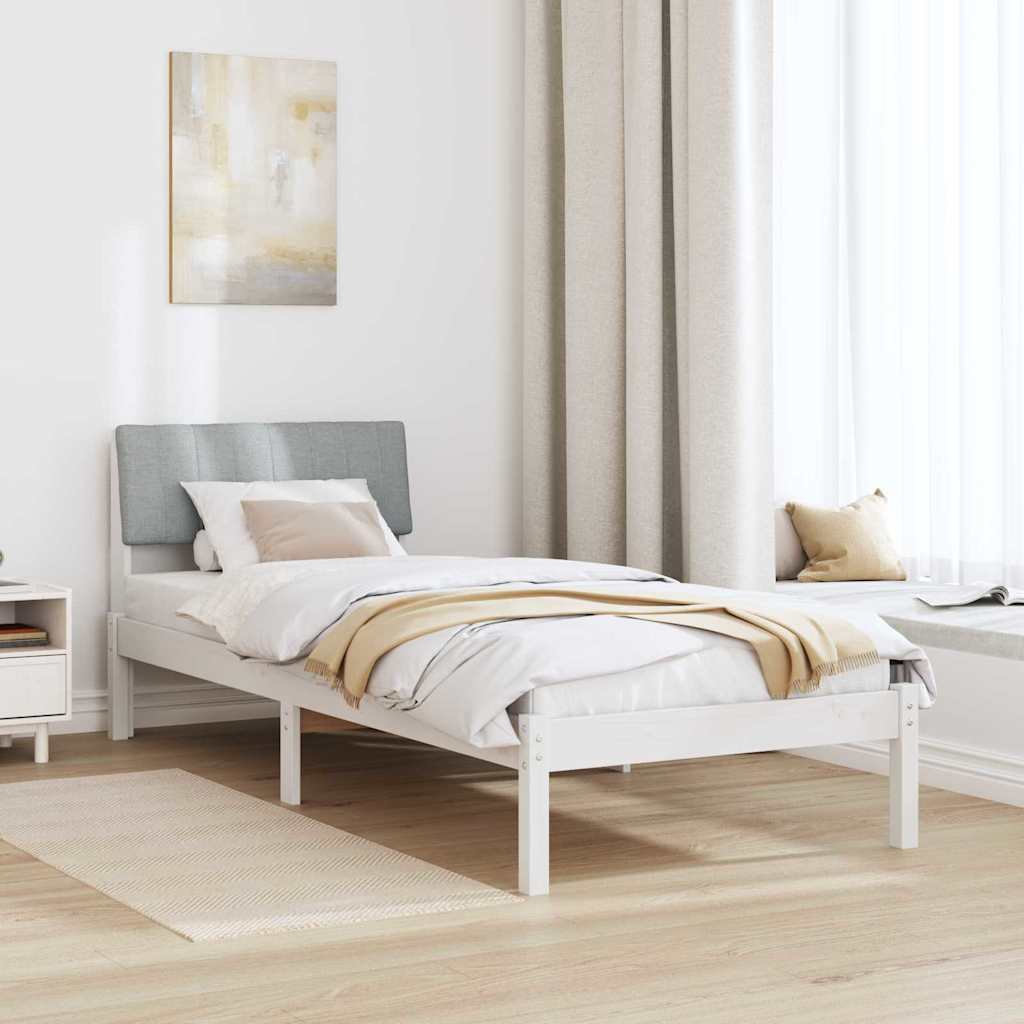 Bedframe Wit en lichtgrijs 75 x 190 cm Massief grenenhout is nu te koop bij PeponiXL, paradijselijk wonen!