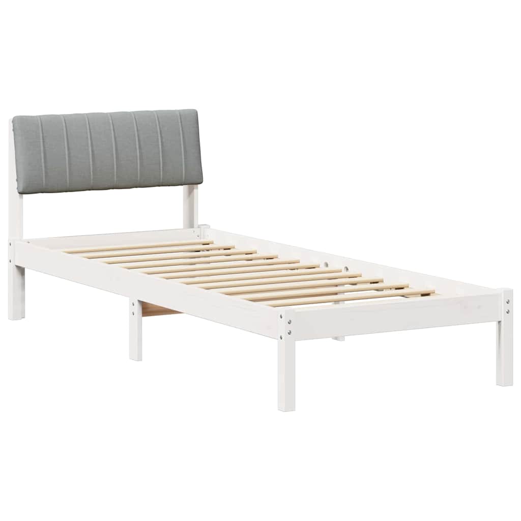 Bedframe Wit en lichtgrijs 75 x 190 cm Massief grenenhout is nu te koop bij PeponiXL, paradijselijk wonen!