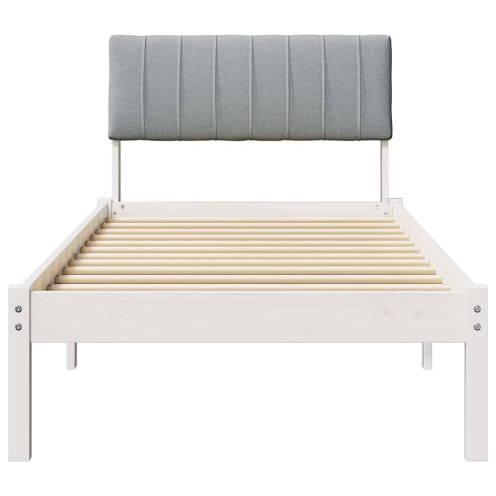 Bedframe Wit en lichtgrijs 75 x 190 cm Massief grenenhout is nu te koop bij PeponiXL, paradijselijk wonen!