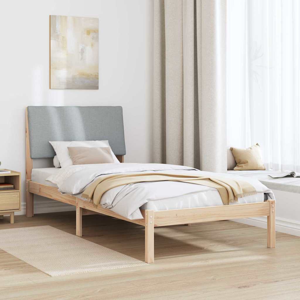 Bedframe Bruin en lichtgrijs 100 x 200 cm Massief grenenhout is nu te koop bij PeponiXL, paradijselijk wonen!
