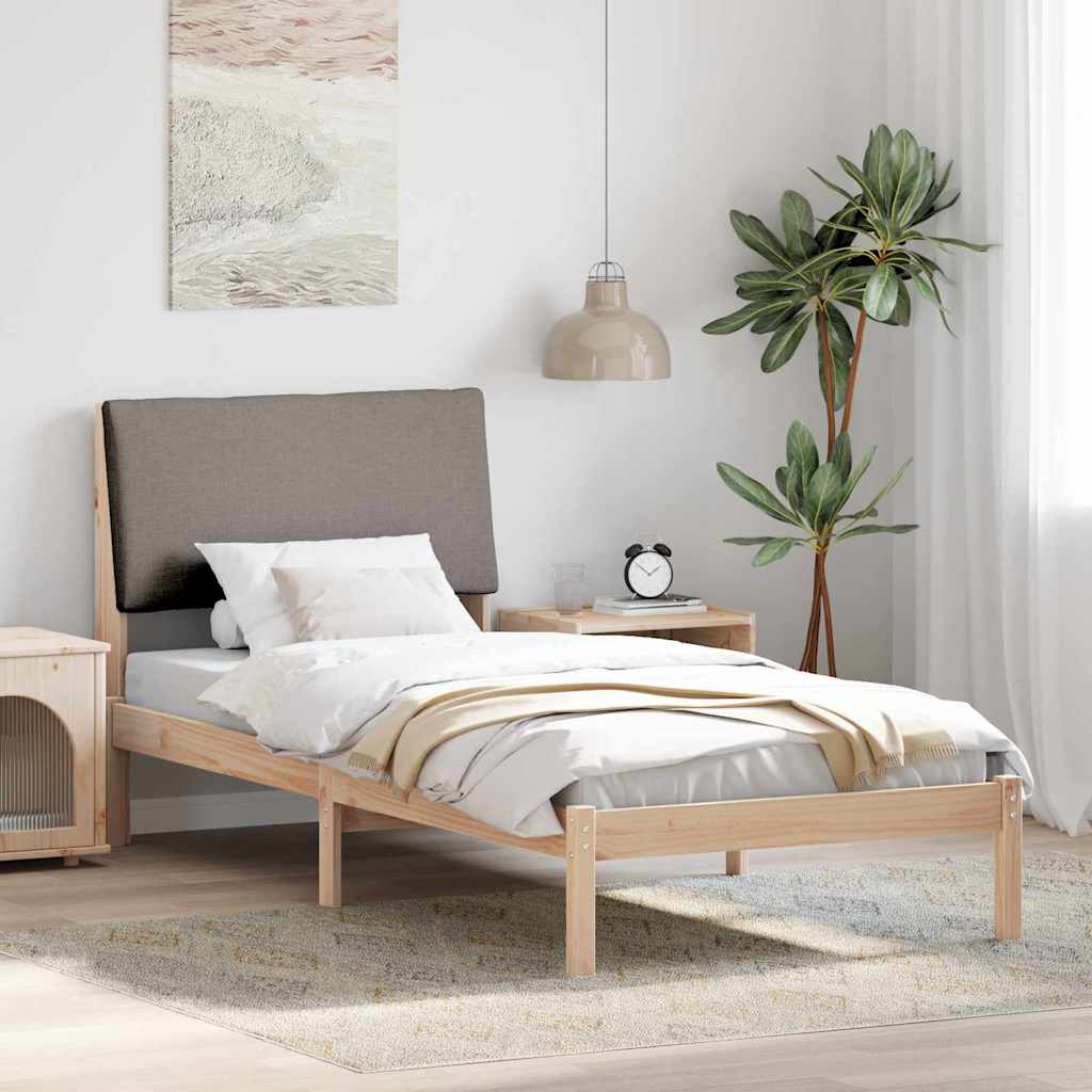 Bedframe Bruin en taupe 100 x 200 cm Massief grenenhout is nu te koop bij PeponiXL, paradijselijk wonen!