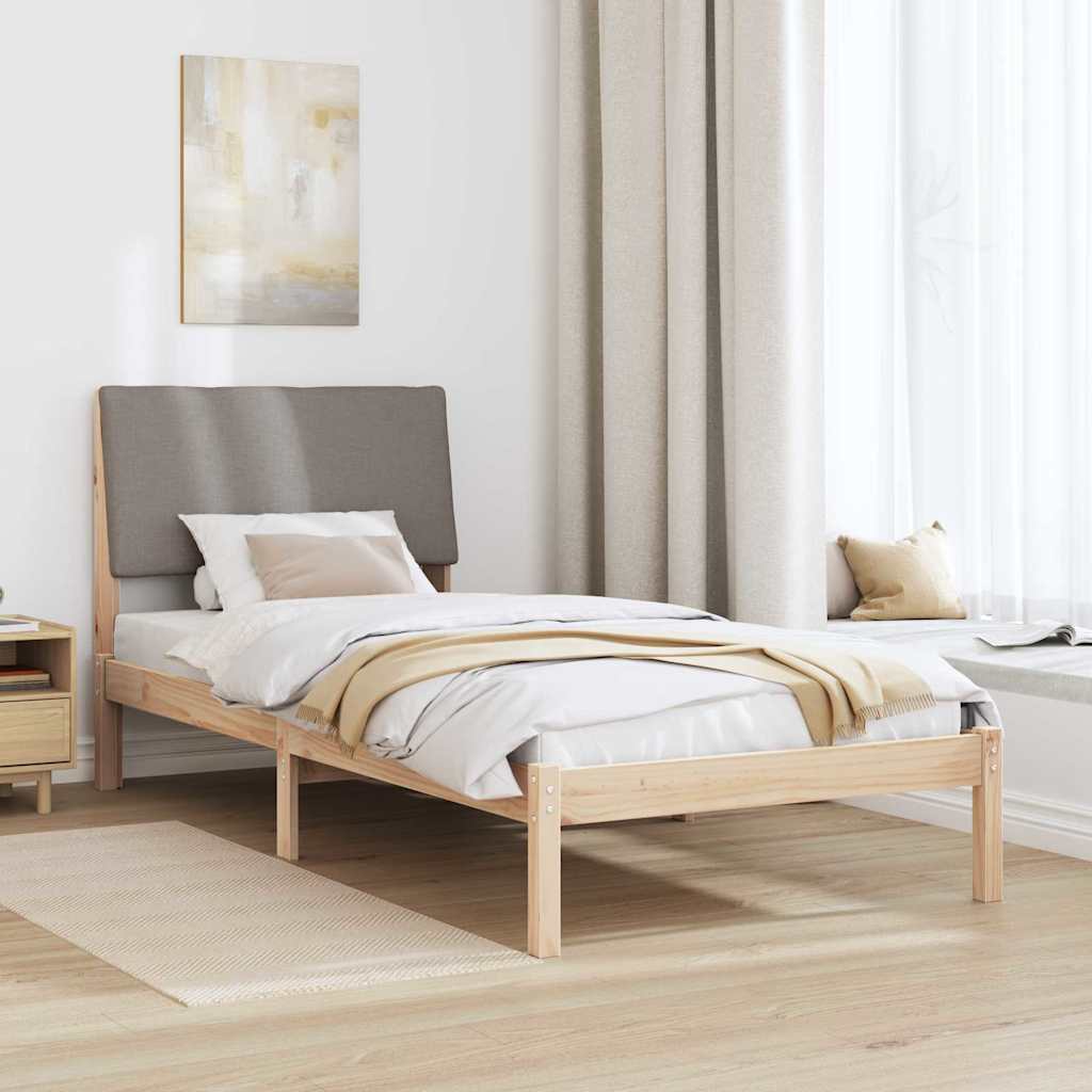 Bedframe Bruin en taupe 100 x 200 cm Massief grenenhout is nu te koop bij PeponiXL, paradijselijk wonen!
