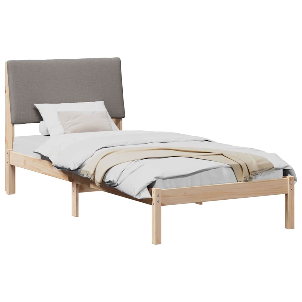 Bedframe Bruin en taupe 100 x 200 cm Massief grenenhout is nu te koop bij PeponiXL, paradijselijk wonen!