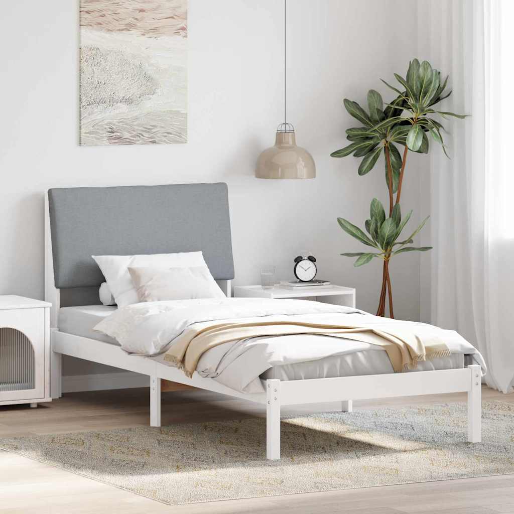 Bedframe Wit en lichtgrijs 100 x 200 cm Massief grenenhout is nu te koop bij PeponiXL, paradijselijk wonen!