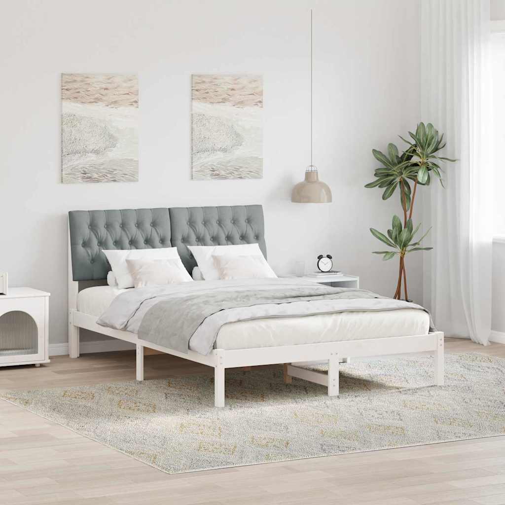 Bedframe met Gevoerd Hoofdgedeelte Wit 135 x 190 cm is nu te koop bij PeponiXL, paradijselijk wonen!