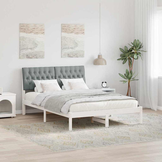 Bedframe met Gevoerd Hoofdgedeelte Wit 135 x 190 cm is nu te koop bij PeponiXL, paradijselijk wonen!