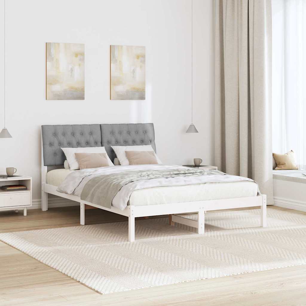 Bedframe met Gevoerd Hoofdgedeelte Wit 135 x 190 cm is nu te koop bij PeponiXL, paradijselijk wonen!