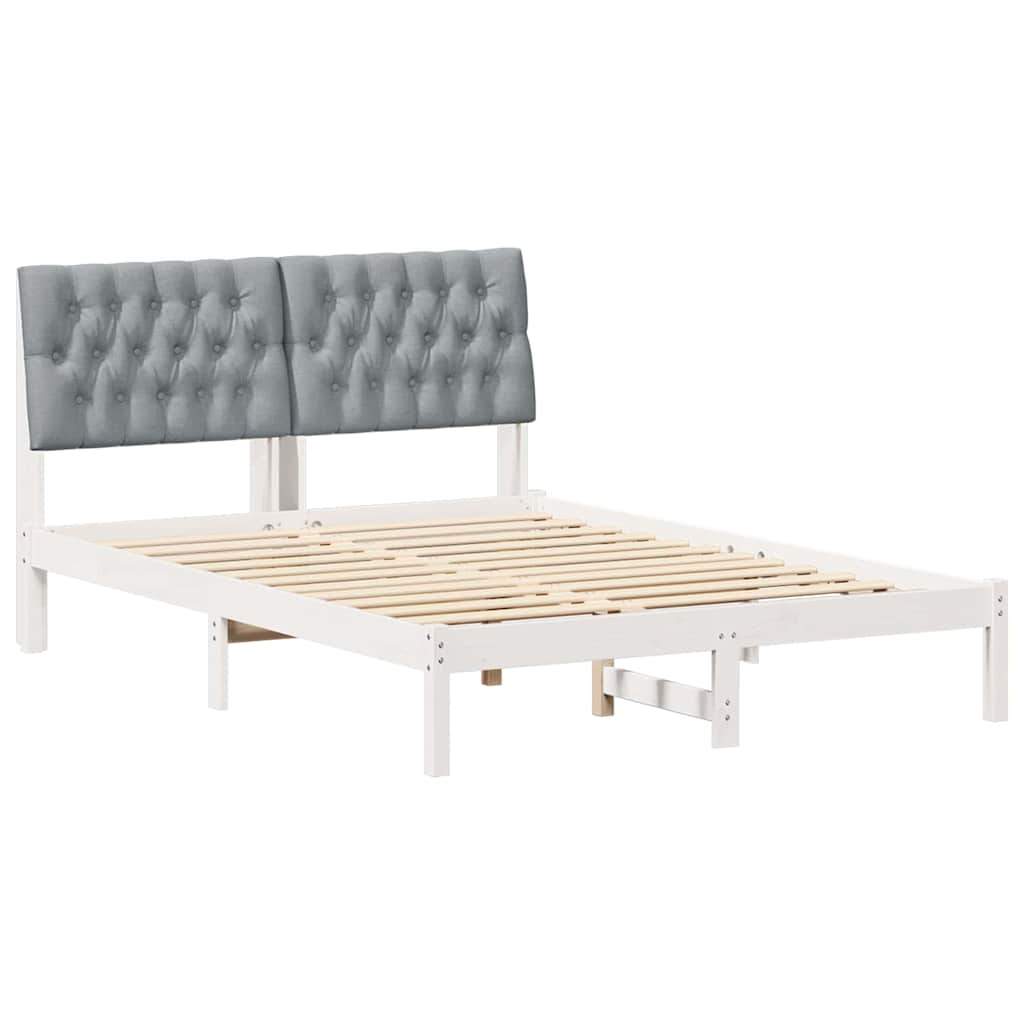 Bedframe met Gevoerd Hoofdgedeelte Wit 135 x 190 cm is nu te koop bij PeponiXL, paradijselijk wonen!