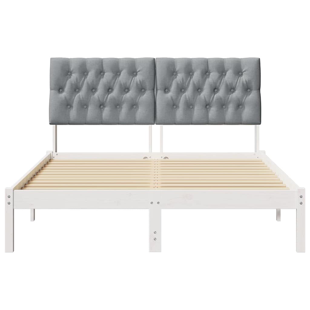 Bedframe met Gevoerd Hoofdgedeelte Wit 135 x 190 cm is nu te koop bij PeponiXL, paradijselijk wonen!