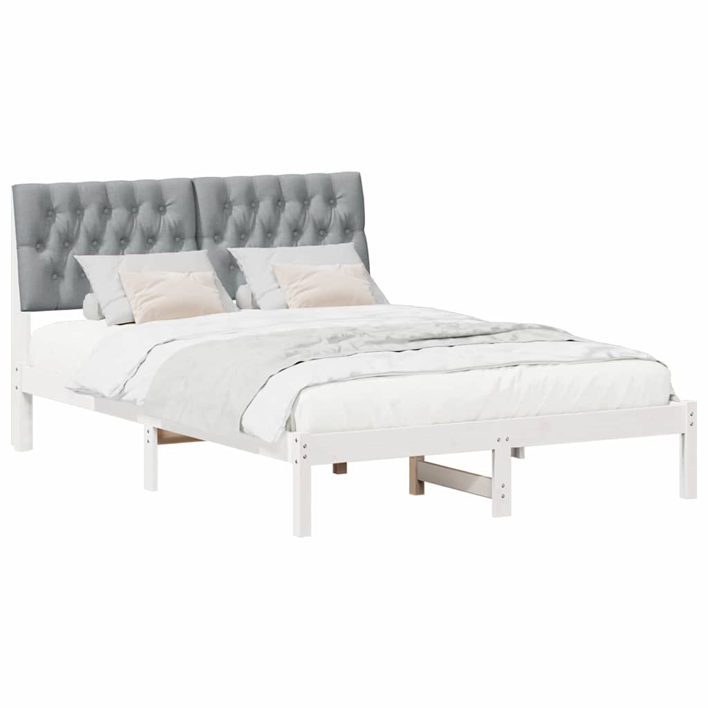 Bedframe met Gevoerd Hoofdgedeelte Wit 135 x 190 cm is nu te koop bij PeponiXL, paradijselijk wonen!