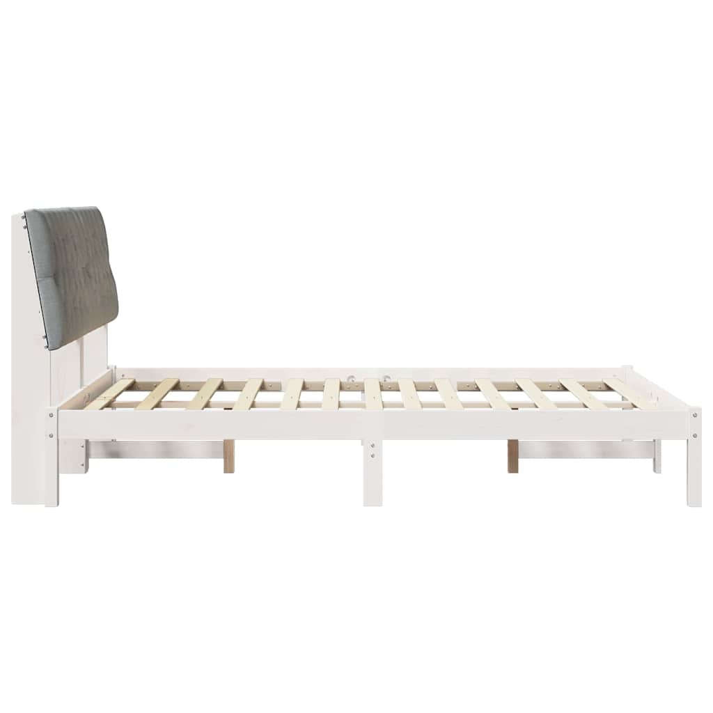 Bedframe met Gevoerd Hoofdgedeelte Wit 135 x 190 cm is nu te koop bij PeponiXL, paradijselijk wonen!