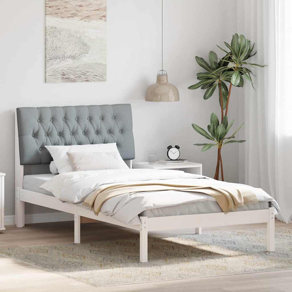 Bedframe met Gevoerd Hoofdgedeelte Wit 100 x 200 cm is nu te koop bij PeponiXL, paradijselijk wonen!