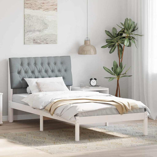 Bedframe met Gevoerd Hoofdgedeelte Wit 100 x 200 cm is nu te koop bij PeponiXL, paradijselijk wonen!