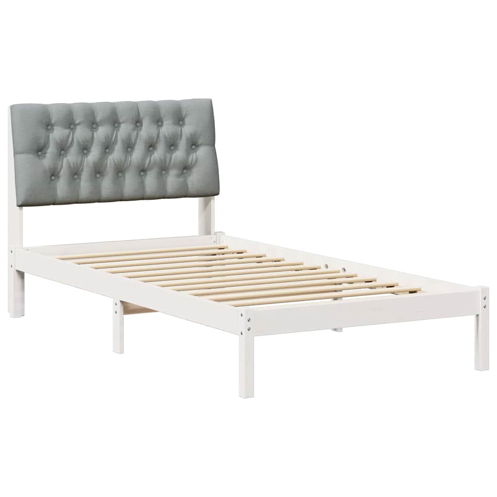 Bedframe met Gevoerd Hoofdgedeelte Wit 100 x 200 cm is nu te koop bij PeponiXL, paradijselijk wonen!