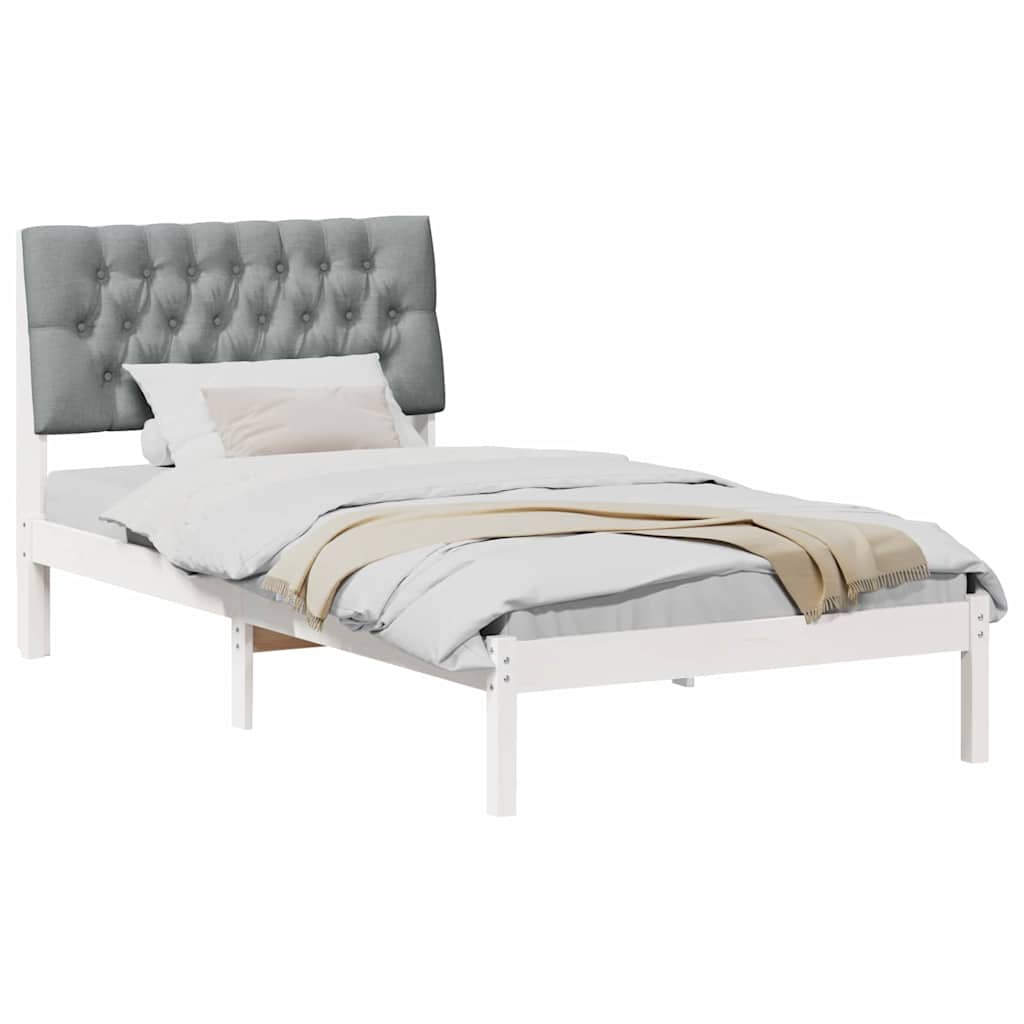 Bedframe met Gevoerd Hoofdgedeelte Wit 100 x 200 cm is nu te koop bij PeponiXL, paradijselijk wonen!