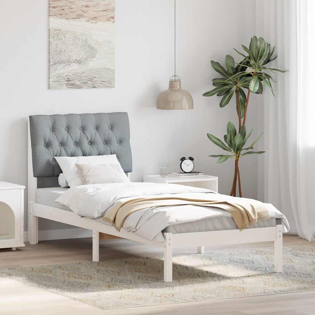 Bedframe met Gevoerd Hoofdgedeelte Wit 75 x 190 cm is nu te koop bij PeponiXL, paradijselijk wonen!