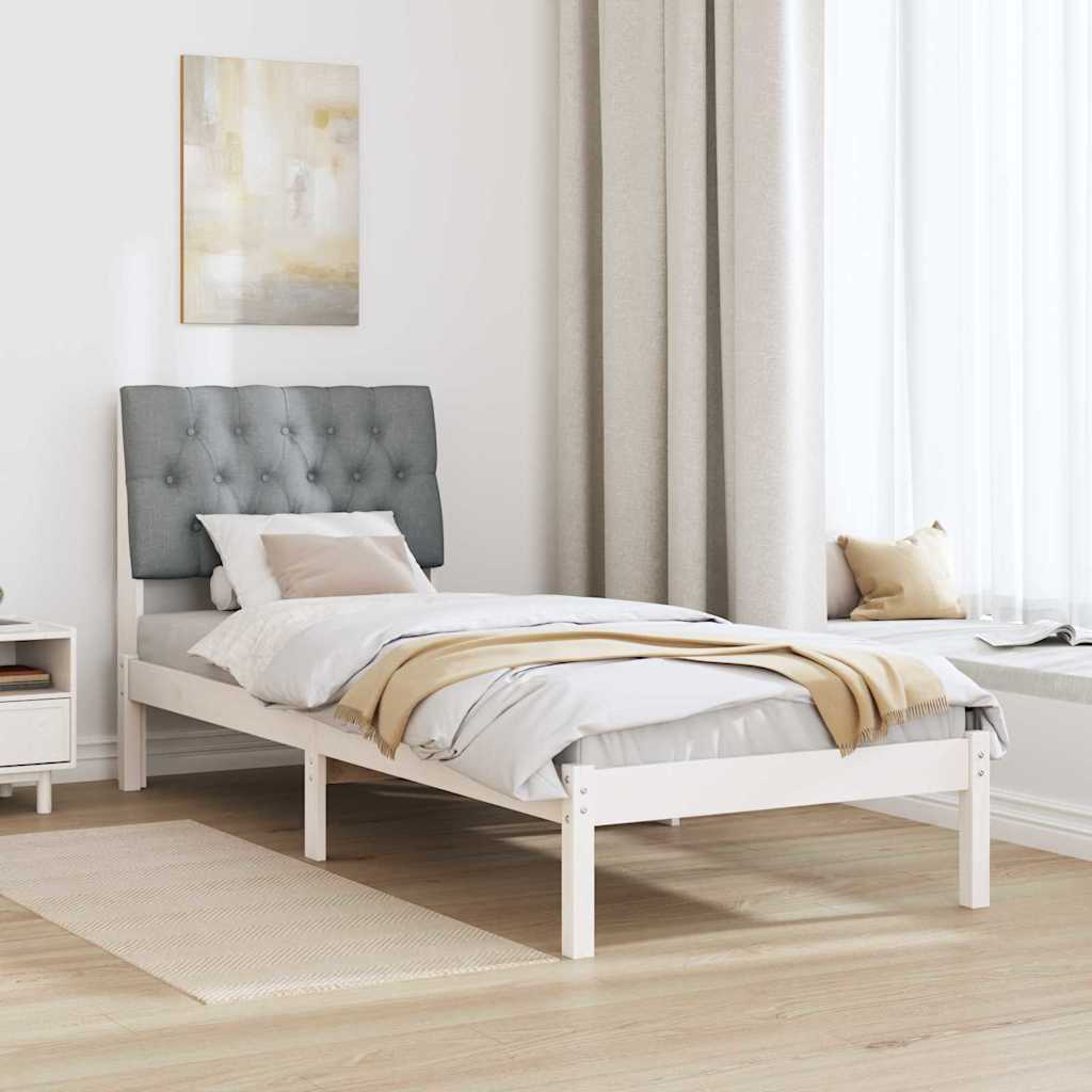 Bedframe met Gevoerd Hoofdgedeelte Wit 75 x 190 cm is nu te koop bij PeponiXL, paradijselijk wonen!